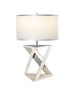1 Light Table Lamp - Polished Nickel And Marble