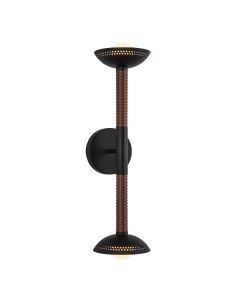 2 lt LED Wall Light - Matte Black, Walnut Wood Veneer