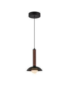 LED Mini Pendant - Matte Black, Walnut Wood Veneer
