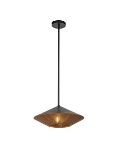 1 lt Large Pendant - Matte Black & Natural