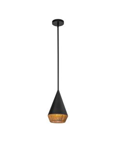 1 lt Small Pendant - Matte Black & Natural