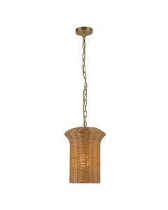 1 lt Small Pendant - Brushed Gold / Rattan