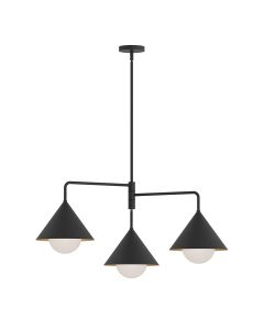 3 lt Chandelier - Matte Black