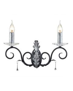 2 Light Wall Light - Black With Silver Patina