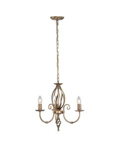 3 Light Chandelier - Aged Brass