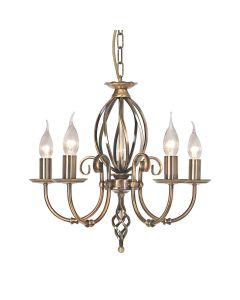 5 Light Chandelier - Aged Brass