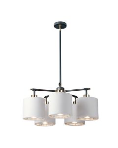 5 Light Chandelier - Black / Polished Nickel