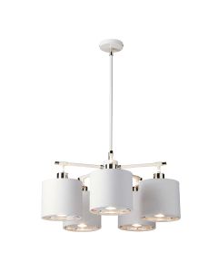 5 Light Chandelier - White / Polished Nickel