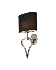 2 Light Wall Light - Polished Chrome / Black Shade