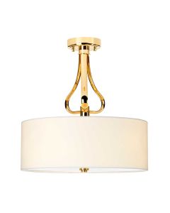 3 Light Semi-Flush - Polished Gold / White Shade