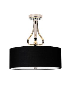 3 Light Semi-Flush - Polished Chrome / Black Shade