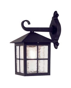 1 Light Wall Down Lantern - Black