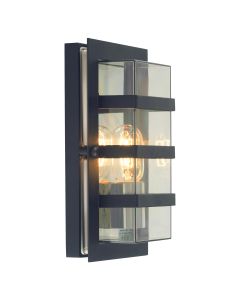 1 Light Wall Light - Clear Lens - Black