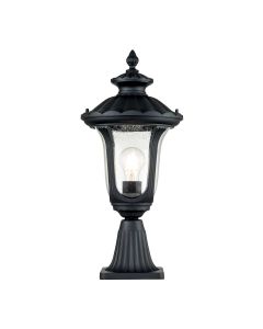 1 Light Small Pedestal Lantern - Black