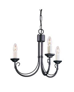 3 Light Chandelier - Black