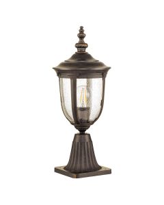 1 Light Small Pedestal Lantern - Weathered Bronze