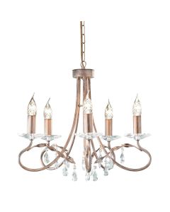 5 Light Chandelier - Silver / Gold Patina