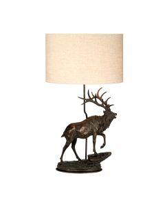 1 Light Table Lamp With Oval Shade - Bronze Gold Patina