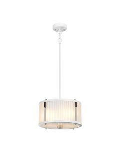 2 Light Pendant - Satin White / Polished Nickel