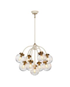 9 Light Pendant - Cream And Aged Brass