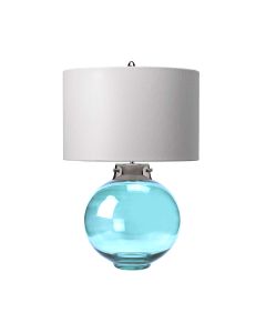 1 Light Table Lamp - Polished Nickel - Blue Glass