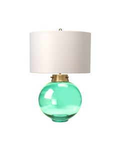 1 Light Table Lamp - Aged Brass - Dark Green Glass