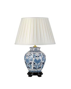 1 Light Table Lamp With Tall Empire Shade - Blue And White