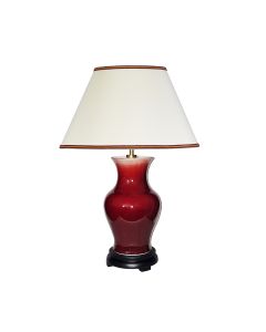 1 Light Table Lamp With Polycotton Shade - Oxblood
