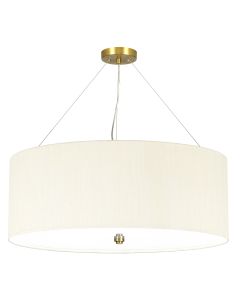 26" Pendant With Aged Brass Ceiling Pan - Aged Brass, Ivory Shade