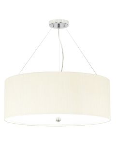 26" Pendant With Polished Chrome Ceiling Pan - Polished Chrome, Ivory Shade