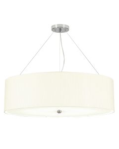 30" Pendant With Polished Chrome Ceiling Pan - Polished Chrome, Ivory Shade