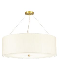 34" Pendant With Aged Brass Ceiling Pan - Aged Brass, Ivory Shade