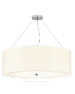 34" Pendant With Polished Chrome Ceiling Pan - Polished Chrome, Ivory Shade