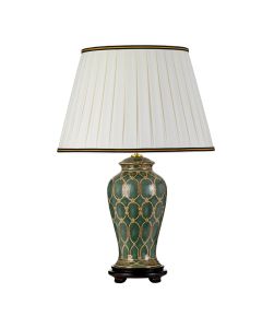 1 Light Table Lamp With Tall Empire Shade - Green With Gold And Brown