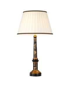 1 Light Table Lamp With Tall Empire Shade - Black And Gold