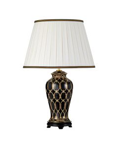 1 Light Table Lamp With Tall Empire Shade - Black And Gold