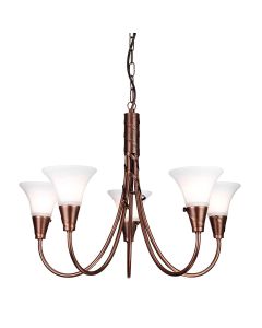5 Light Chandelier - Copper Patina