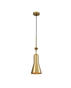 1 Light Medium Pendant - Aged Brass And Gold Leaf