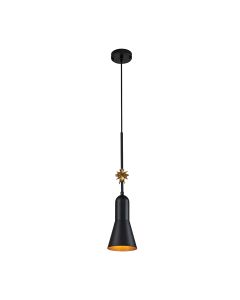 1 Light Small Pendant - Matte Black And Gold Leaf