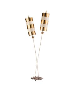 2 Light Floor Lamp - Gold And Taupe