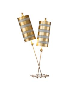 2 Light Table Lamp - Gold Leaf And Taupe