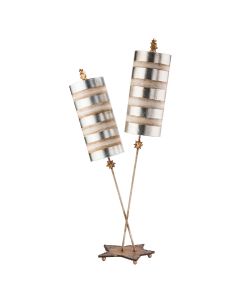 2 Light Table Lamp - Silver Leaf And Cream