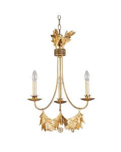 3 Light Chandelier - Glazed Gold Leaf