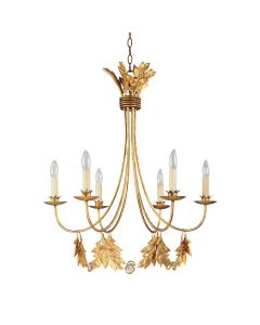 6 Light Chandelier - Glazed Gold Leaf