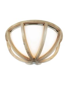 2 Light Flush - Light Wood / Brushed Steel