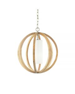 1 Light Small Pendant - Light Wood / Brushed Steel