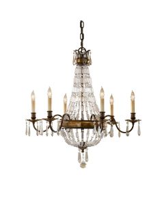 6 Light Chandelier - Distressed Bronze / Silver Bronze