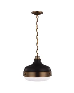 2 Light Pendant - Black And Natural Brass
