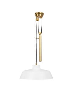 1 Light Pendant - Matte White And Brass