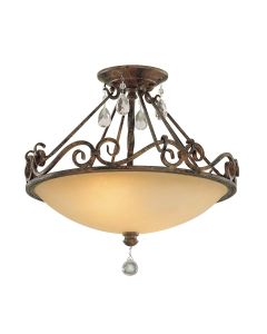 2 Light Semi-Flush - Dark Brown Patina